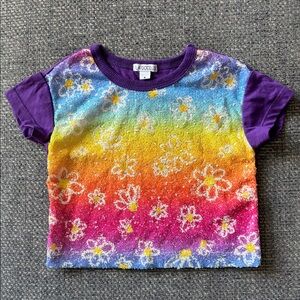 Flapdoodles Girl’s Multicolor Floral Tee with Sequins – Size 4